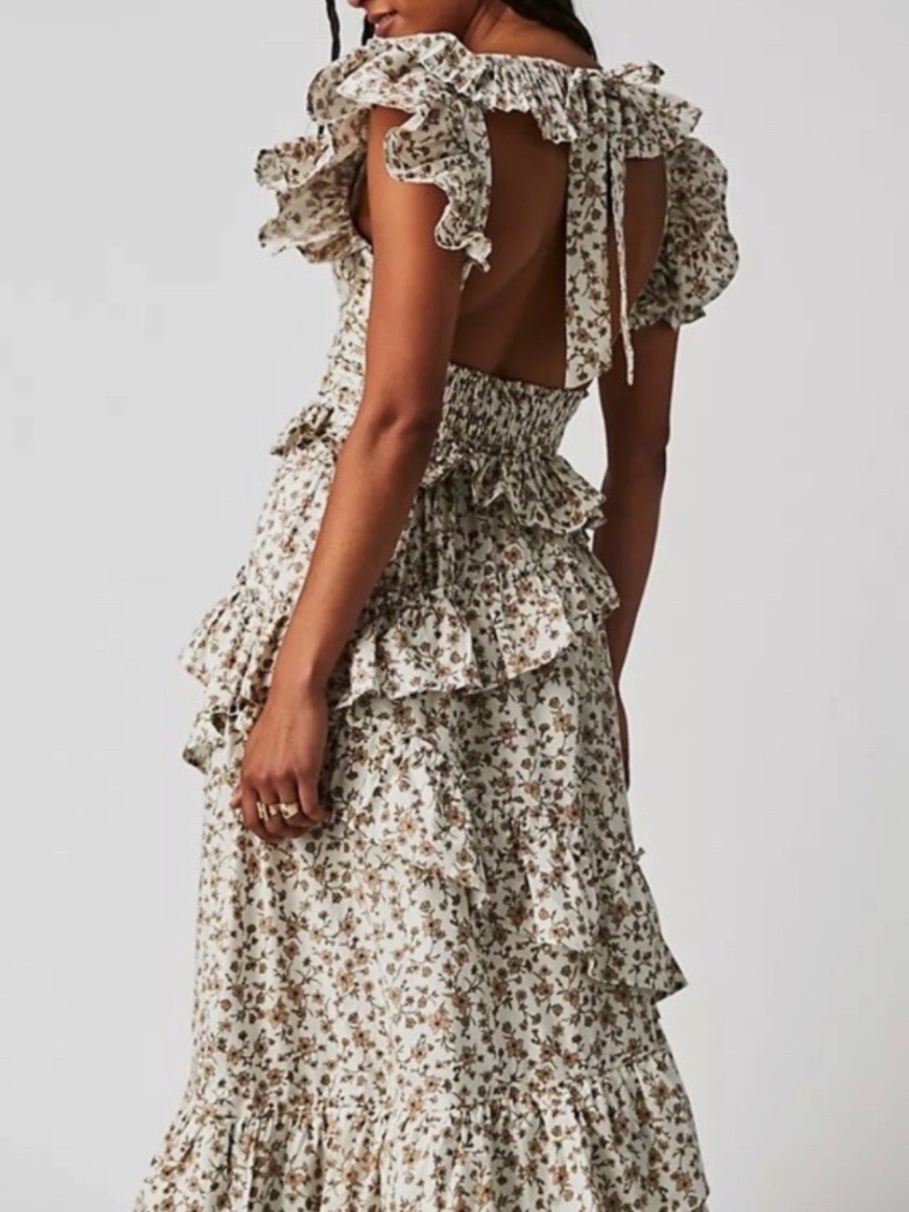 En Saison Giana Floral Backless Ruffle Maxi Dress